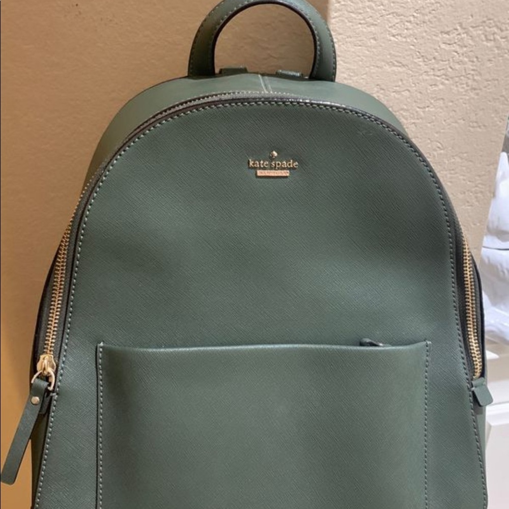 olive green Kate Spade backpack